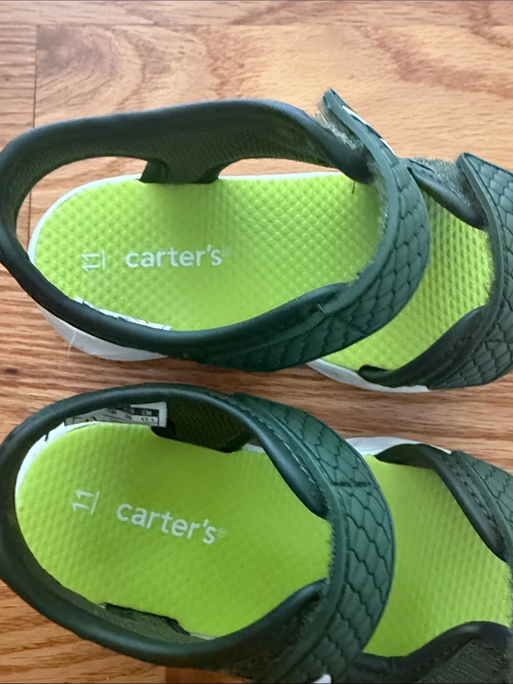 Carter's Dark Green Kids Sandals with Bright Lime Footbed